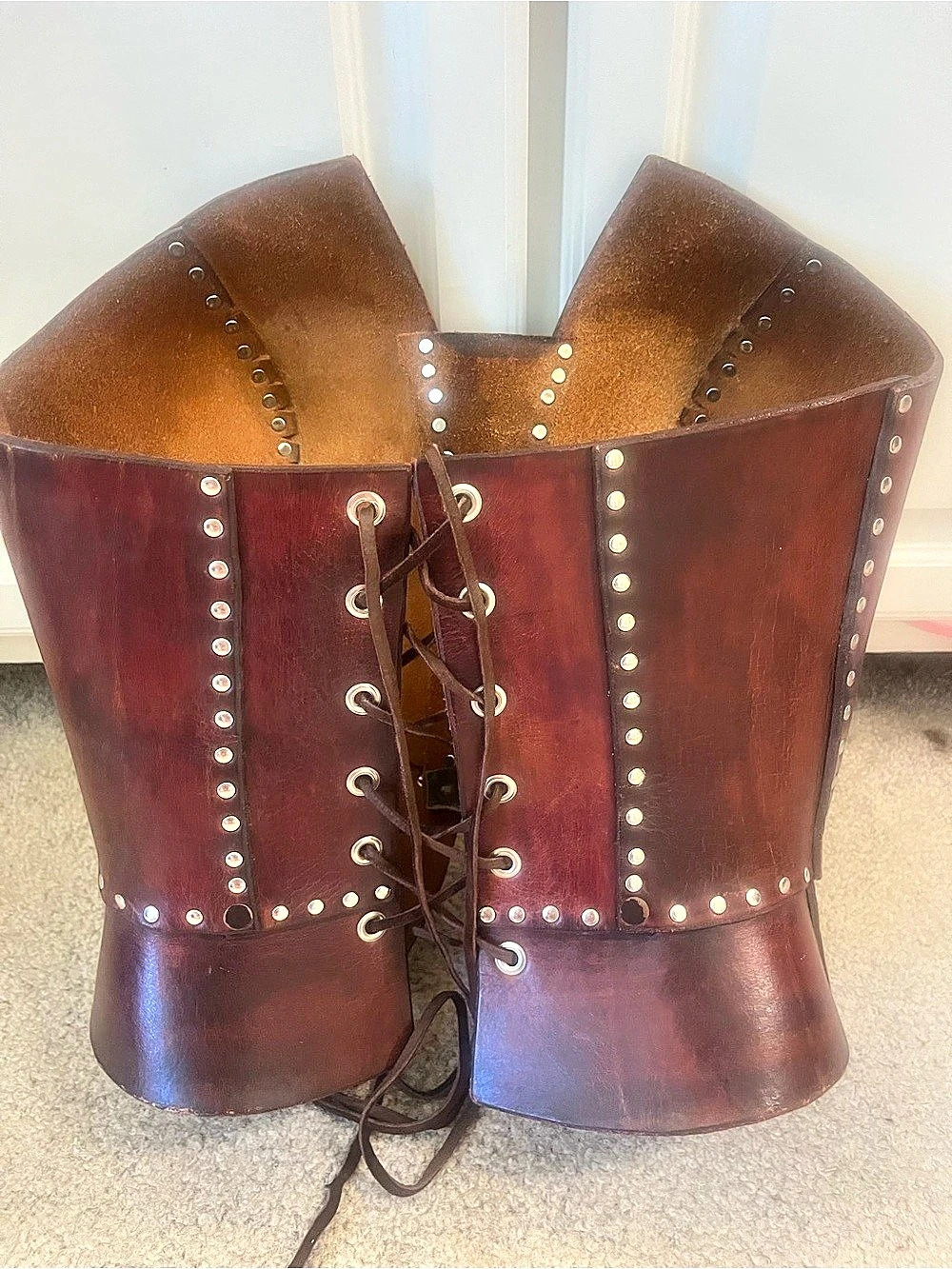 Handmade Brown Studded Lace-Up Corset - Picture 2 of 3